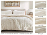 3 Pieces Full/Queen Cable Knit Chenille Comforter Set,Ivory B035P381300