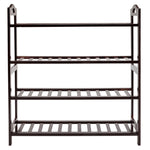 ZUN Concise 12-Batten 4 Tiers Bamboo Shoe Rack Coffee 55358061