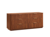 6 Drawers Dresser,55" Wide Modern Chest of Drawers Curved wave Design, Dresser TV Stand, Wood Drawer W1820P324616