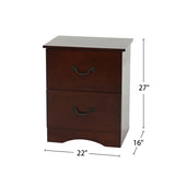 ZUN 2 Drawers Pine Wood Nightstand, Cherry B016P257268