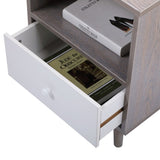 ZUN Set of 2 Low foot bedside table with drawer storage compartment - gray W2181P144002