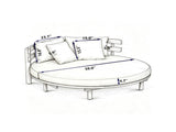 Outdoor Acacia Wood Round Daybed, Patio Lounger with Curved Slatted Backrest, Cushion and 4 N717P453341A