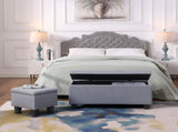 Large Storage Ottoman Bench Set, 3 in 1 Combination Ottoman, Tufted Ottoman Linen Bench for W142063971