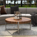 31.4-inch living room circular coffee modern natural wood grain handmade drum shaped coffee 90175034