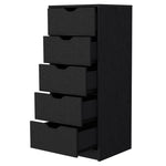 ZUN Logan Black 5 Narrow Drawer Dresser B062P175096