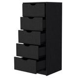 ZUN Logan Black 5 Narrow Drawer Dresser B062P175096