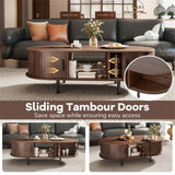 48 inch vintage coffee table with sliding slot door 82296919