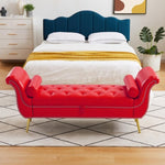 ZUN Red, PU Leather, Metal Feet Upholstered Ottoman Bedroom Lounge Ottoman Flip Top Storage Sofa Bench 22859043