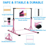 ZUN Gymnastic Bar Set Gymnastics Horizontal Bar Gymnastics Kip Bar for Kids Home Use, Pink 46810802