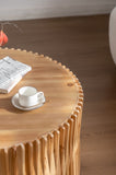 ZUN 31.5" Retro Fashion Style Cylindrical Coffee Table with Vertical Texture Relief Design,Suitable for W757P183279