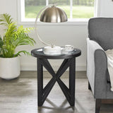 Modern simple coffee table, tempered coffee table solid wood base round transparent W487P317844