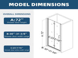 1 3/8" adjustment,universal pivot shower door, with 1/4" tempered glass finish 3072 W2122131059