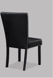 2pc Transitional Upholstered Side Chair with Nailhead Trim Black Faux Leather Upholstery Tufted B011P148067