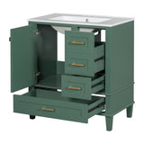30" Bathroom Vanity in Green, Modern Bathroom Cabinet Sink Combo Set, Bathroom Storage Cabinet WF321698AAF