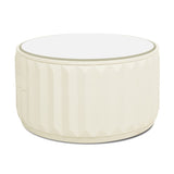 ZUN Facino 35.5" Round Storage Coffee Table, White Lacquer Birchwood B2719P238494