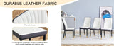 4 Dining Chair Set, White Grey Dining Chair Set, High Back Seat in PU Material and Sturdy Black W1512P355795