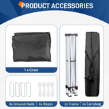 8x8ft Pop Up Canopy Tent, Outdoor Tent Canopy Foldable Portable Canopies for Camping, Patio, Easy Up 88306167