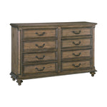 ZUN Traditional Vintage Style 1pc Dresser of 8 Drawers Metal Hardware Weathered Pecan Finish Classic B011P186804