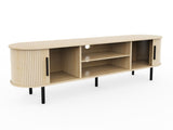 Oak Color Embossed Particle Board TV Stand, Oval Tabletop 1473558cm, Modern Entertainment Center 31438079