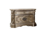 1 Drawer and 2 Wooden Doors Nightstand with Marble Top, Antique Silver B016P253506