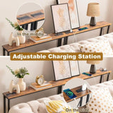 2 Pack 39.4" Narrow Console Sofa Table with Power Outlets and USB Ports, Long Couch Table with Metal 27547211