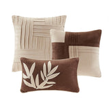 7 Piece Faux Suede Comforter Set Beige Queen B03596754