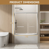 60" W x 57" H Aluminum Frame Double Sliding Shower Door, Soft-Close Chrome Bathtub Door, 1/4" W3377P308212