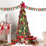 Artificial 7.5ft Green Pop Up Christmas Tree with 200 lights,18 Gold balls,18 Red balls,18 Gold 95341578