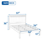 Platform Bed Frame with Headboard , Wood Slat Support , No Box Spring Needed ,Full,White 83549452