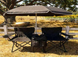 Portable Folding Picnic Chair Set with Umbrella, 2-Person Outdoor Camping Chairs Cup Holders, 65581763