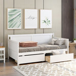 ZUN Daybed with two drawers, Twin size Sofa Bed, Two Storage Drawers for Bedroom,Living Room ,White 23145401