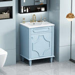 ZUN 24'' Bathroom Vanity with Ceramic Sink Combo, Modern Freestanding Storage Cabinet with Height N710P195496C