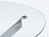 Dining Table with cross metal leg and tempered glass,Modern Space Saving Kitchen Table for Living 36989870