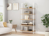 5-Layer Wall-Mounted MDF Iron Frame Display Rack 24.02*12.01*72in White&Oak 76363411