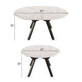 47-63 " extendable white circular dining table, 4-6 person kitchen dining table, modern coffee table 79089534
