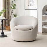 Winnie Modern Teddy Fabric Barrel Chair, 360&deg Swivel, Beige T2574P281443