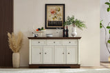 Farmhouse Style Kitchen Storage Cabinet, Large Wall Cabinet with Drawers and Doors in Roman Column W2393P300547
