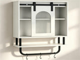 Farmhouse Industrial Wall Mounted Bathroom Cabinet with Sliding Fluted Door, 3Tier Storage 41125079