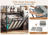 BlackRustic Brown Tilt-Out Laundry Hamper, MetalEngineered Wood with Shelves & 4 S-Hooks 20089537