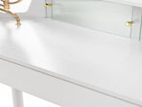 Modern Corner Makeup Vanity Desk with Large Storage, LED Mirror & Stool, Brightness Adjustable, N844P263664A