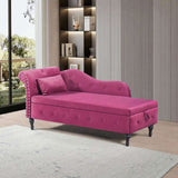 Aijia 60" Velvet Multifunctional Storage Chaise Lounge Buttons Tufted Nailhead Trimmed Solid Wood W1117P285945