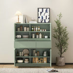 ZUN Green wooden storage cabinet with 4 doors and 2 drawers 44718307