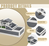 3-Room Tortoise House Habitat with Turf Balcony & 2 Stories, Indoor/Outdoor Wooden Tortoise W2831P241979