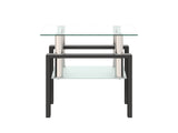 1-Piece Modern Tempered Glass Tea Table Coffee Table End Table, Square Table for Living Room, 51857456
