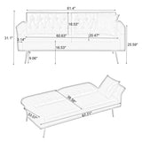 ZUN 67.71 Inch Faux leather sofa bed with adjustment armres W2290P152928