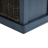 Rustic Storage Bench with 3 Removable Classic Rattan Basket , Entryway Bench with Removable Cushion 76490298