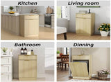 10-Gallon Woodgrain Tilt-Out Trash Can Cabinet with Wave-Textured Drawer & Pull-Out Bin W2557P319050