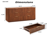 6 Drawers Dresser,55" Wide Modern Chest of Drawers Curved wave Design, Dresser TV Stand, Wood Drawer W1820P324616