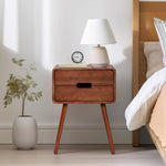 ZUN Wood Nightstand End Side Table with Drawer & Solid Wood Legs for Living Room, Bedroom 55985215