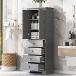 ZUN Storage Cabinet with 2 Doors and 4 Drawers for Bathroom, Office, Adjustable Shelf, MDF Board with WF302825AAE